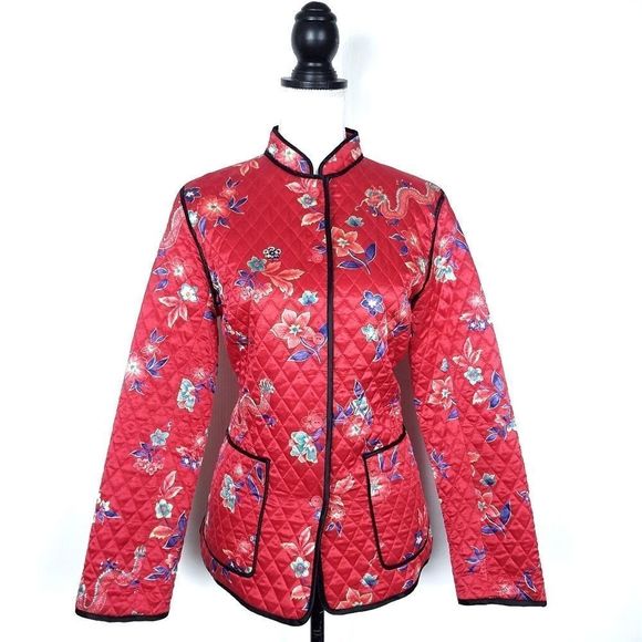 Anne Carson Jackets & Blazers - Anne Carson Silk Quilted Floral Japanese Oriental Jacket